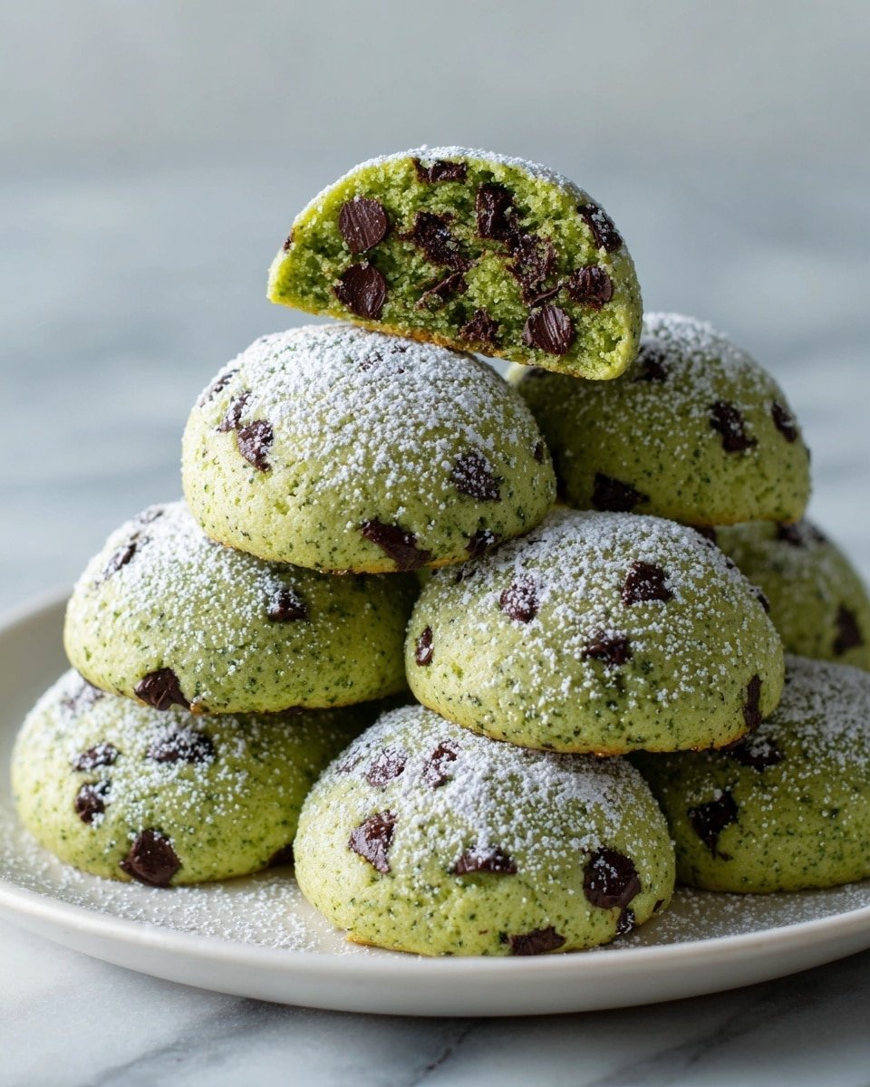 Mint Chocolate Chip Snowball Cookies Recipe - Recipe Image — Mint Chocolate Chip Snowball Cookies, peppermint holiday cookies, buttery snowball cookies with chocolate chips, festive mint chocolate cookies, easy Christmas cookie recipes