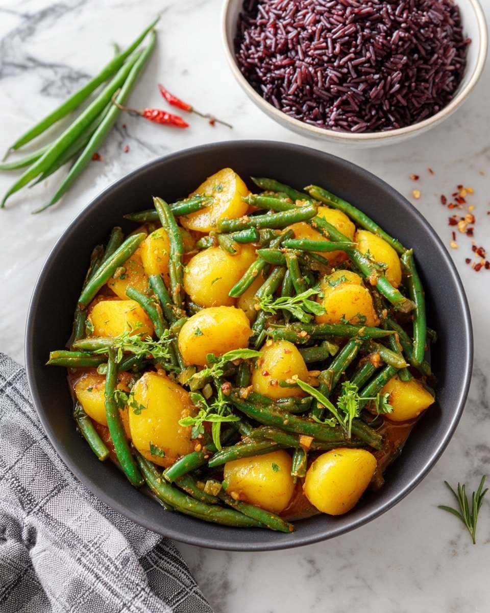 Green Bean Curry Recipe - Recipe Image — Green Bean Curry, healthy vegetable curry recipe, quick vegetarian curry, coconut milk green bean dish, flavorful Indian-inspired curry