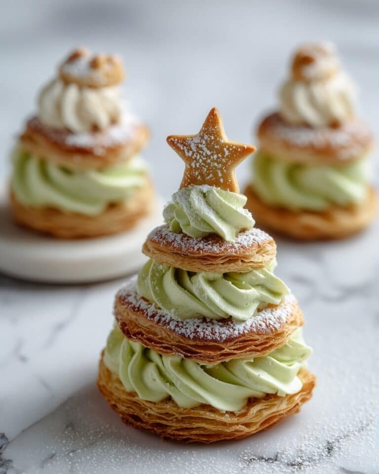 Christmas Tree Cream Puffs with Pistachio Whipped Cream and Shortbread Stars Recipe
