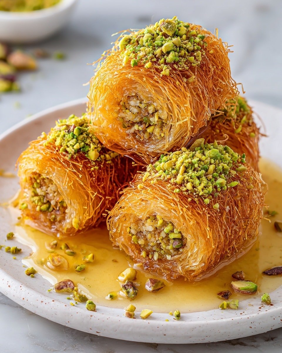 Greek Kataifi (Shredded Phyllo Pastry with Nuts and Syrup) Recipe - Recipe Image — Greek Kataifi, shredded phyllo pastry with nuts and syrup, Greek desserts, how to make kataifi, Greek pastry recipes