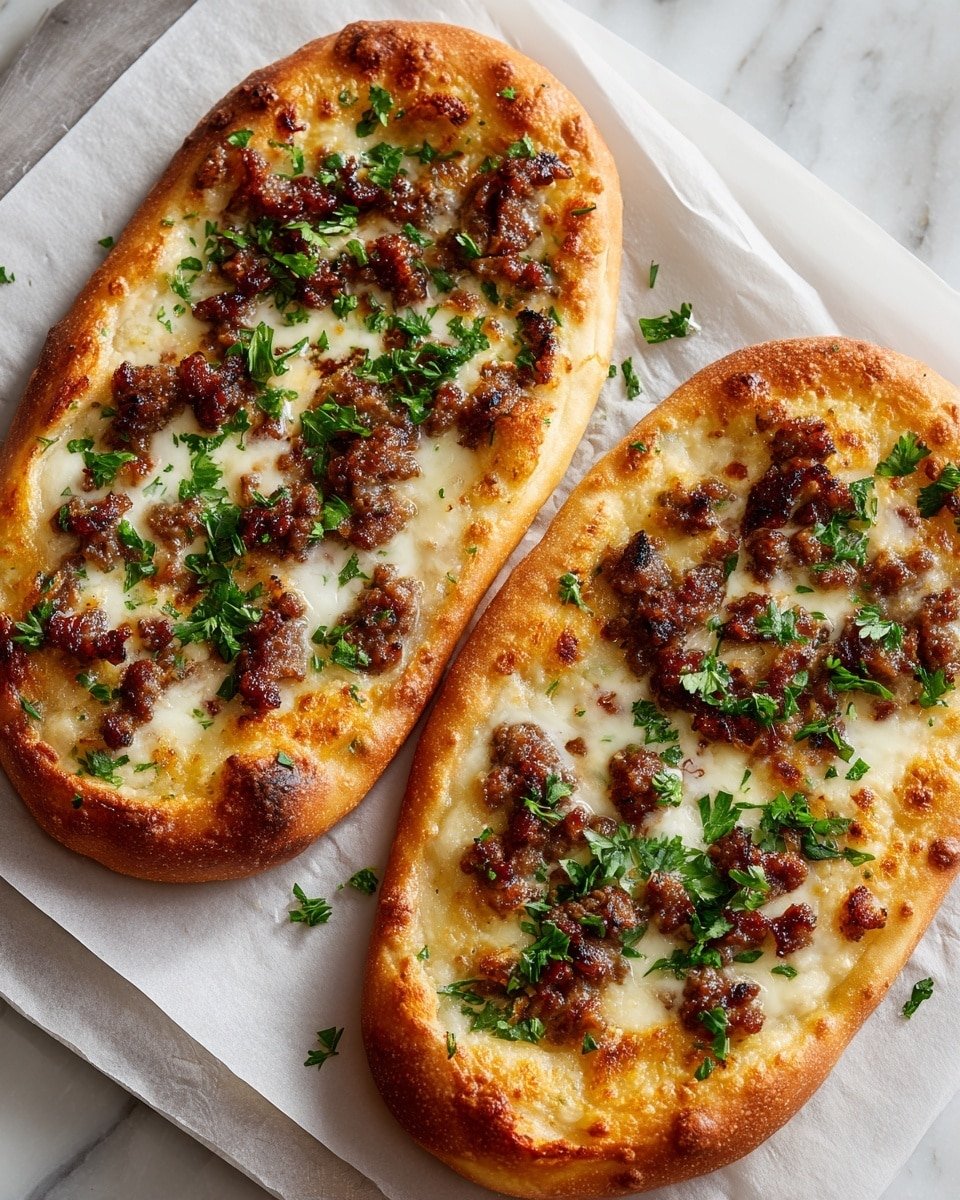 Cheesy Turkish Pide with Spiced Beef Recipe - Recipe Image — Cheesy Turkish Pide with Spiced Beef, Turkish pide recipe, Turkish beef pide, cheesy Turkish flatbread, spiced beef stuffed bread