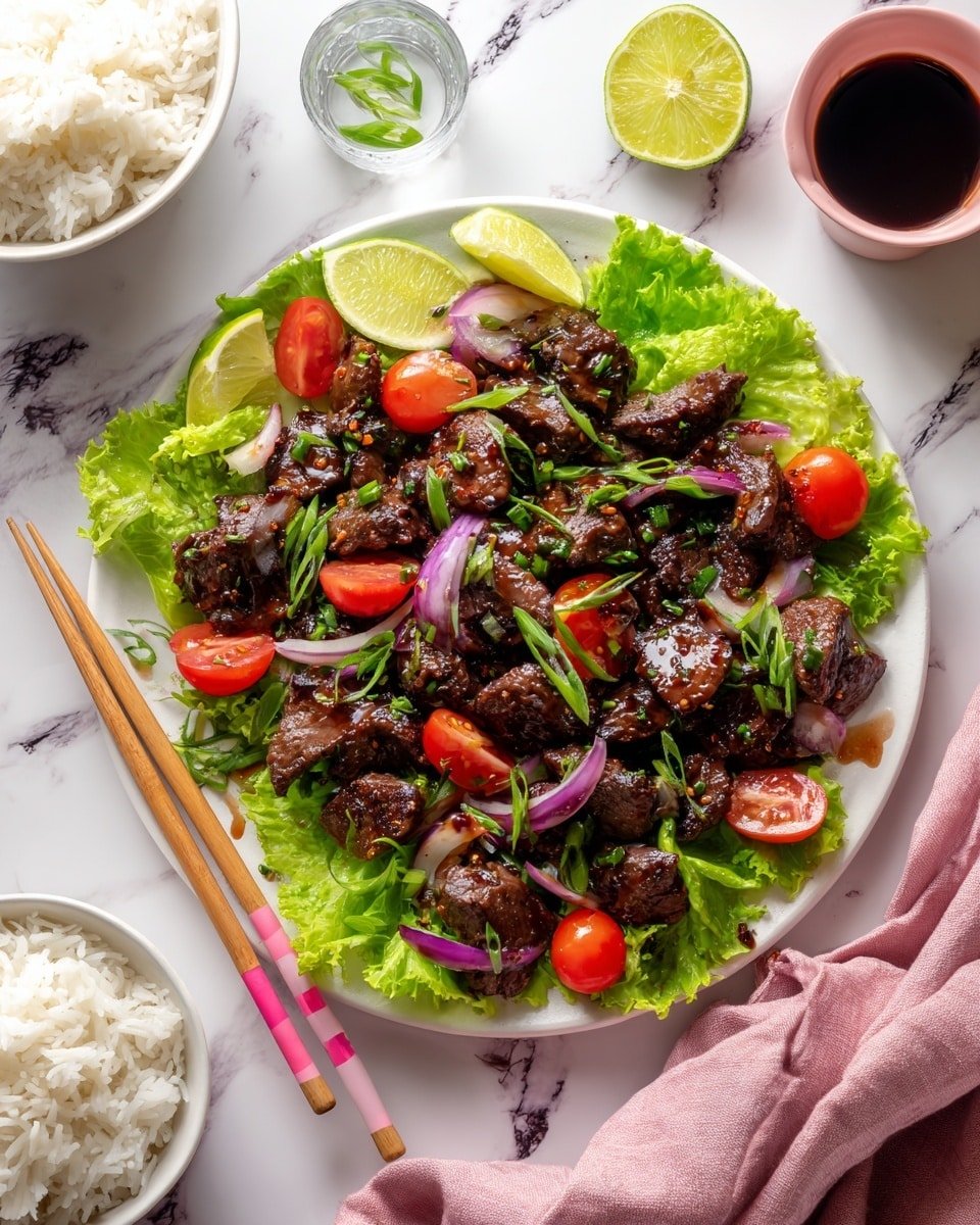Bo Luc Lac (Vietnamese Shaking Beef) Recipe - Recipe Image — Bo Luc Lac Vietnamese Shaking Beef, Vietnamese Shaking Beef Recipe, Authentic Bo Luc Lac, Easy Vietnamese Beef Stir-Fry, Vietnamese Beef Dinner