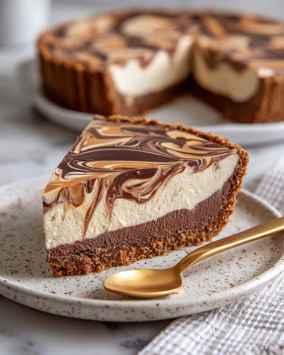 Chocolate Peanut Butter Cheesecake (No-Bake) Recipe - Recipe Image — Chocolate Peanut Butter Cheesecake, No-Bake Chocolate Cheesecake, Easy Peanut Butter Dessert, Creamy Chocolate Cheesecake, No-Bake Cheesecake Recipe
