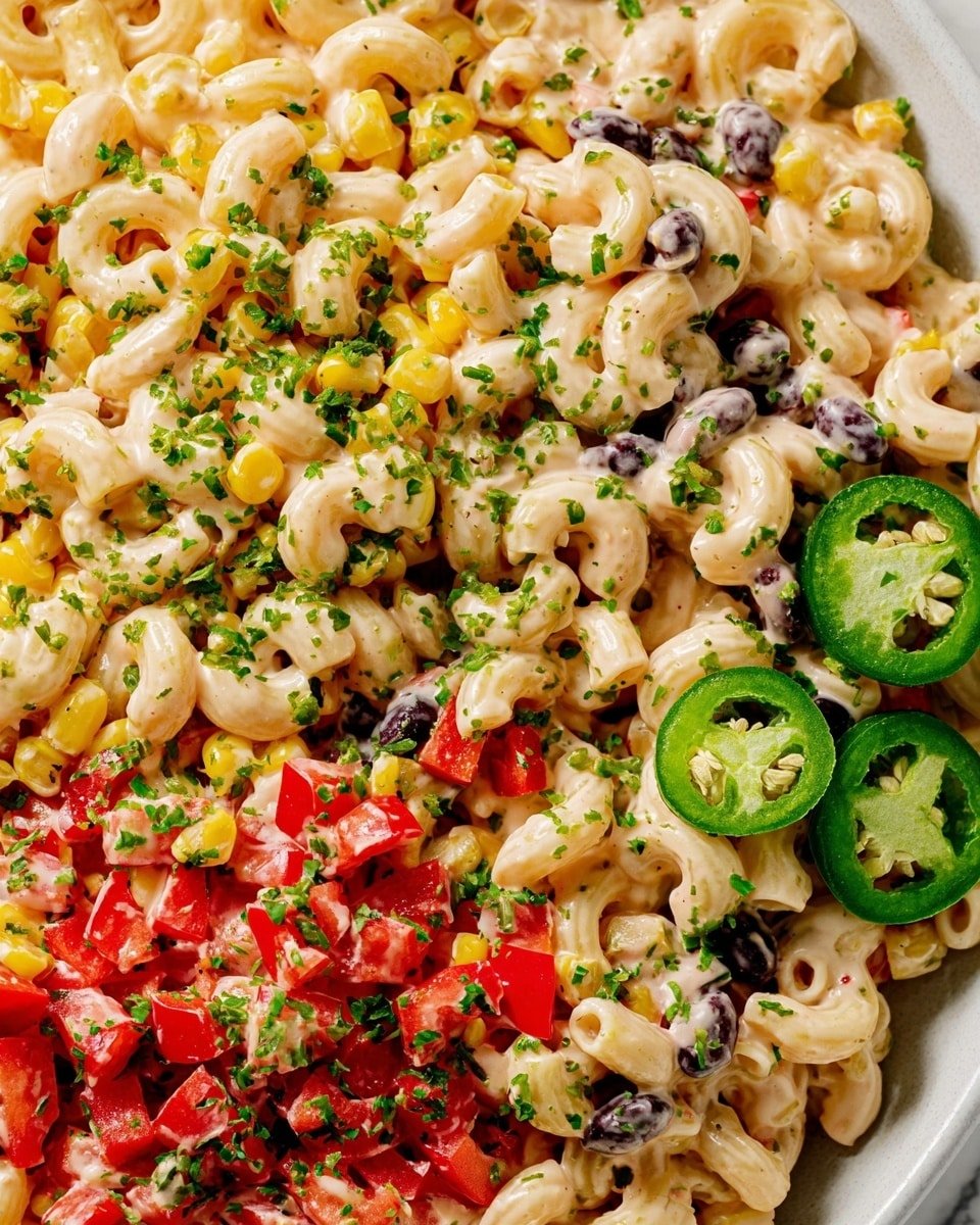 Mexican Macaroni Salad Recipe - Recipe Image — Mexican Macaroni Salad, Mexican Macaroni Salad Recipe, Mexican pasta salad, flavorful macaroni salad, easy Mexican side dish