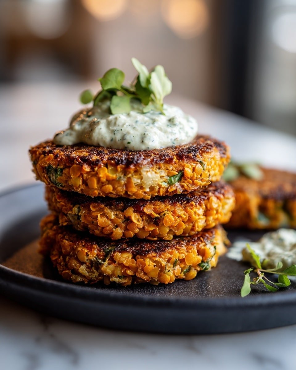 Crispy Sweet Potato & Red Lentil Patties with Creamy Avocado Cilantro Sauce Recipe - Recipe Image — Crispy Sweet Potato & Red Lentil Patties with Creamy Avocado Cilantro Sauce, healthy sweet potato lentil patties, vegan appetizer recipes, easy vegetarian patties, flavorful plant-based dishes