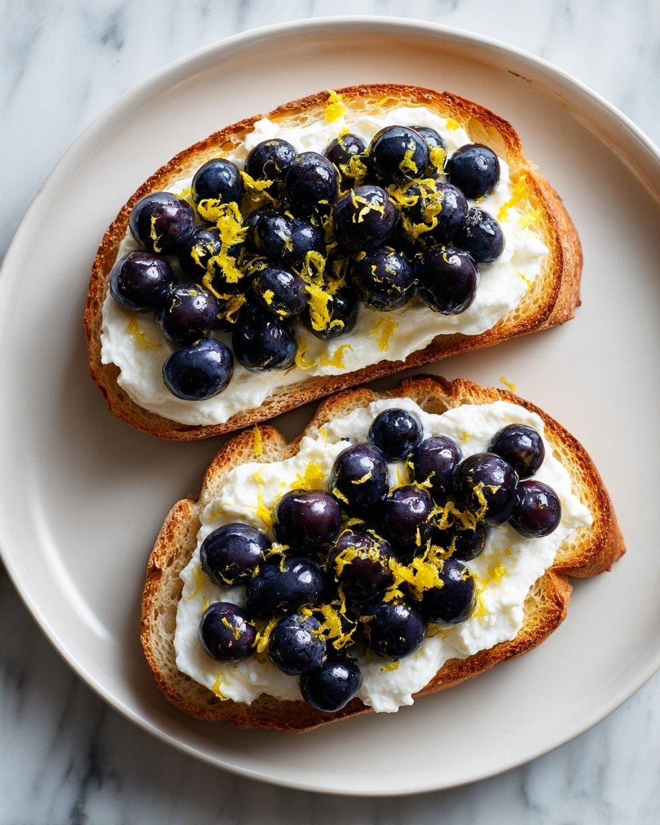 Lemon Blueberry Ricotta Toast With Honey Recipe - Recipe Image — Lemon Blueberry Ricotta Toast, Lemon Blueberry Ricotta Toast with Honey, Easy Lemon Blueberry Toast, Healthy Blueberry Ricotta Toast, Quick Breakfast Toast