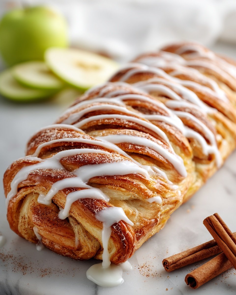 Easy Apple Danish Braid with Cream Cheese Filling Recipe - Recipe Image — Easy Apple Danish Braid with Cream Cheese Filling, apple danish braid, cream cheese apple pastry, cinnamon apple breakfast treat, homemade apple pastry
