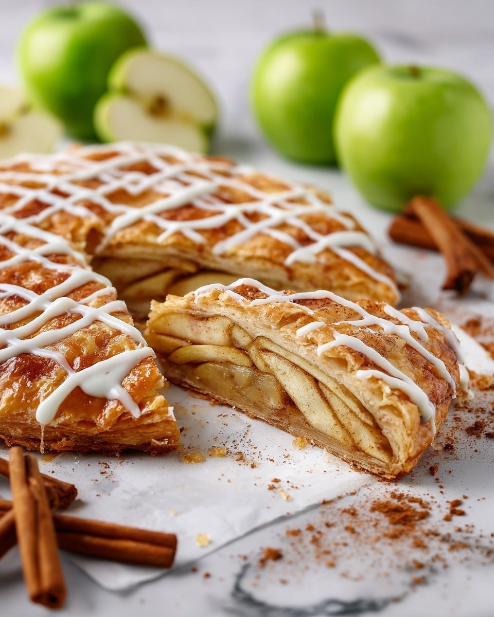 Easy Apple Danish Braid with Cream Cheese Filling Recipe - Recipe Image — Easy Apple Danish Braid with Cream Cheese Filling, apple danish braid, cream cheese apple pastry, cinnamon apple breakfast treat, homemade apple pastry