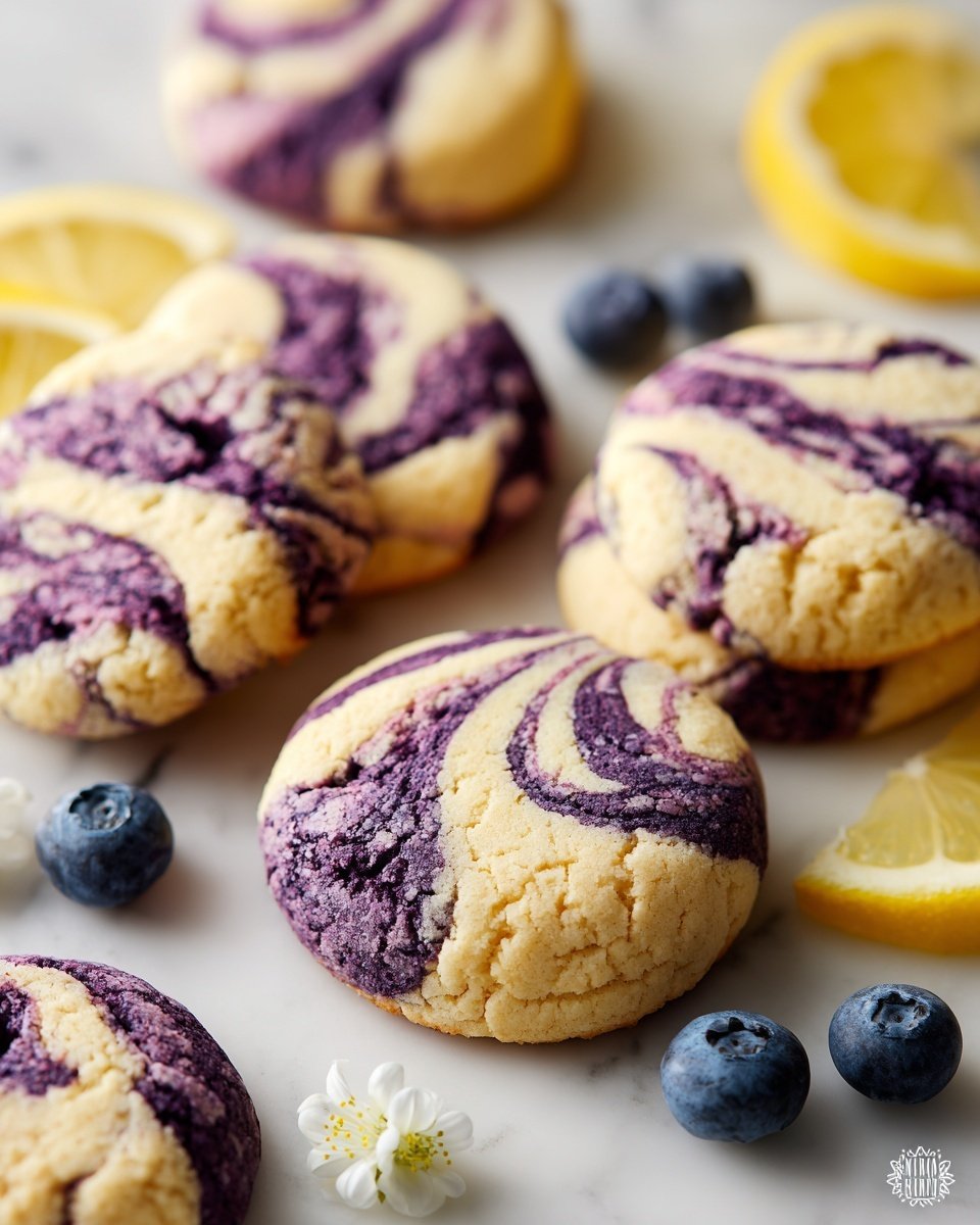 Lemon Blueberry Cheesecake Cookies Recipe - Recipe Image — Lemon Blueberry Cheesecake Cookies, lemon blueberry dessert, cheesecake cookie recipe, fruity cookie recipes, easy cookie desserts