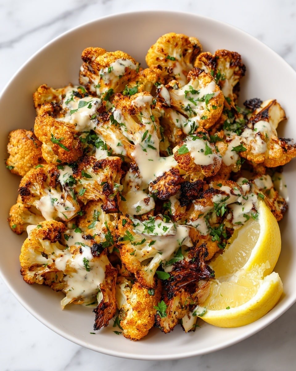 Moroccan Roasted Cauliflower with Tahini-Honey Drizzle Recipe - Recipe Image — Moroccan Roasted Cauliflower with Tahini-Honey Drizzle, Moroccan Cauliflower Side Dish, Roasted Cauliflower with Harissa and Tahini, Vegan Moroccan Cauliflower, Easy Moroccan Vegetable Recipes