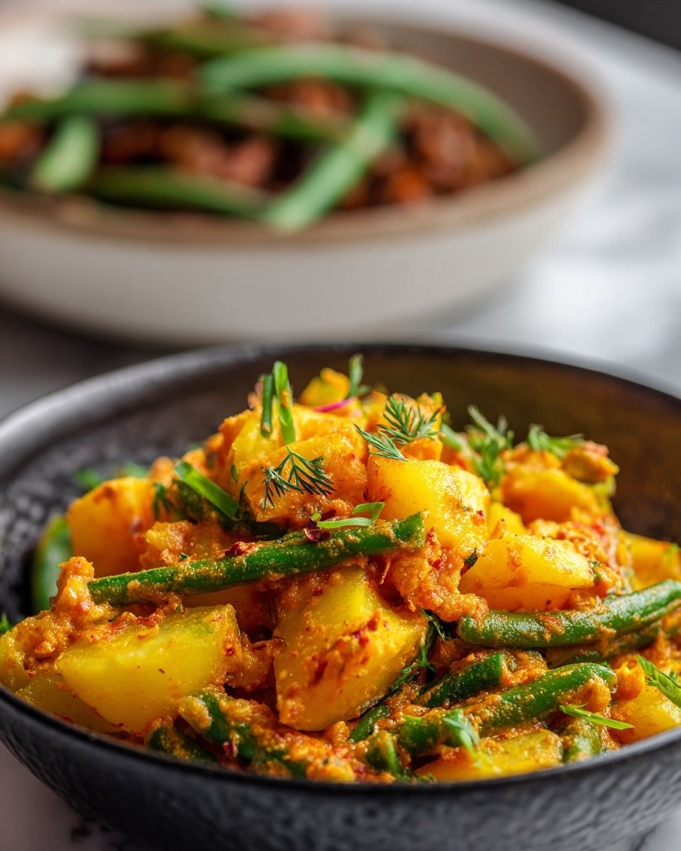 Green Bean Curry Recipe - Recipe Image — Green Bean Curry, healthy vegetable curry recipe, quick vegetarian curry, coconut milk green bean dish, flavorful Indian-inspired curry