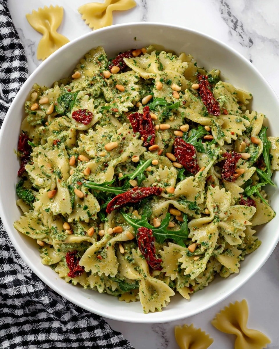 Vegan Cashew Pesto Pasta Salad Recipe - Recipe Image — Vegan Cashew Pesto Pasta Salad, vegan pasta salad, cashew pesto recipe, vegan summer salads, plant-based pasta dish