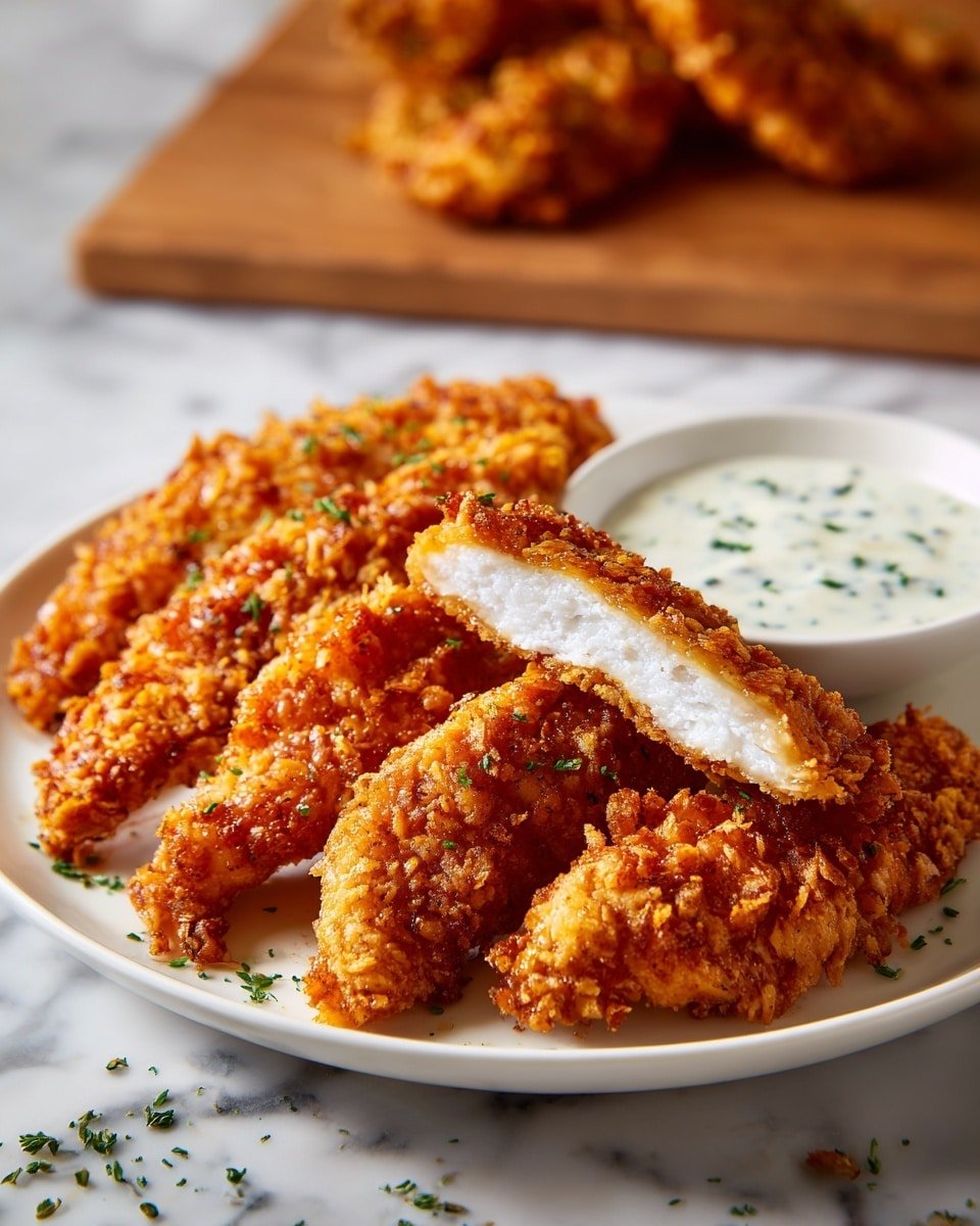 Crispy Crack Chicken Tenders Recipe - Recipe Image — Crispy Crack Chicken Tenders, Chicken Tenders Recipe, Crispy Chicken Fingers, Easy Chicken Tender dinner, Crunchy chicken tender ideas