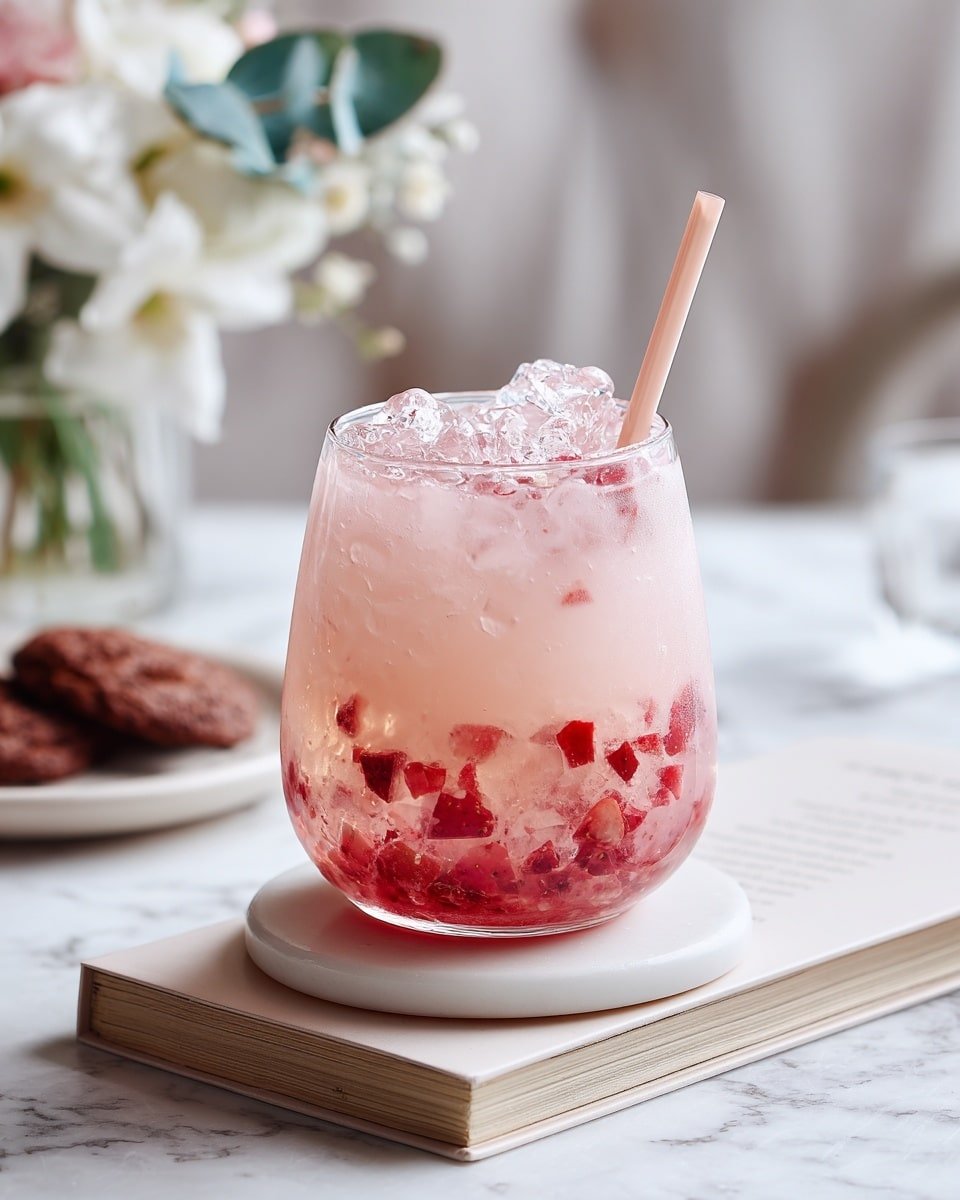 Strawberry Yakult Tea Refresher Recipe - Recipe Image — Strawberry Yakult Tea Refresher, strawberry tea drink, jasmine green tea recipes, healthy fruit tea beverages, easy homemade tea drinks