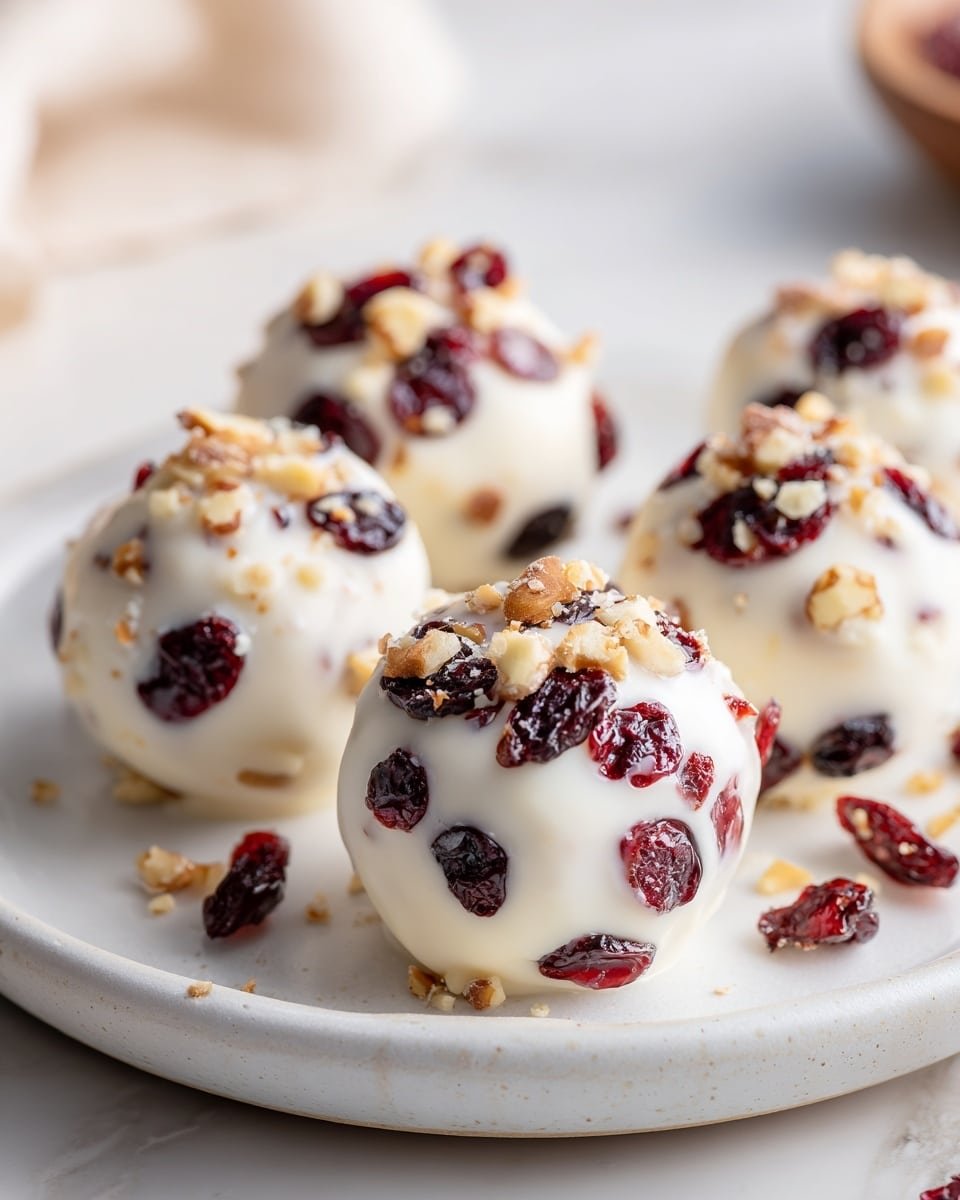 White Chocolate Cranberry Pecan Clusters Recipe - Recipe Image — White Chocolate Cranberry Pecan Clusters, holiday chocolate treats, easy sweet snacks, homemade festive candies, quick dessert bites