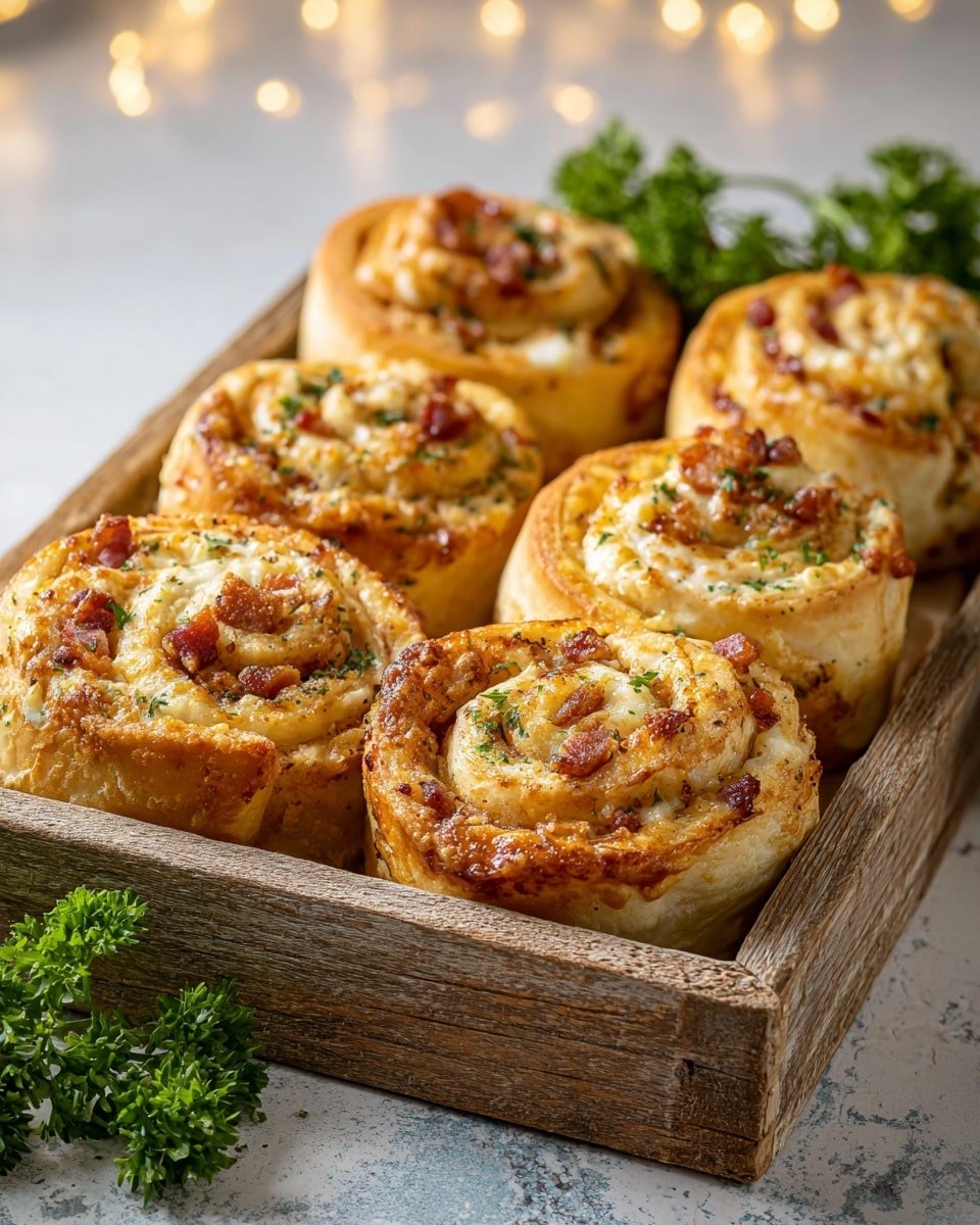 Savory Christmas Bacon and Cheese Pinwheels Recipe - Recipe Image — Savory Christmas Bacon and Cheese Pinwheels, Christmas appetizer ideas, savory holiday snacks, bacon cheese pastry twists, festive party finger foods