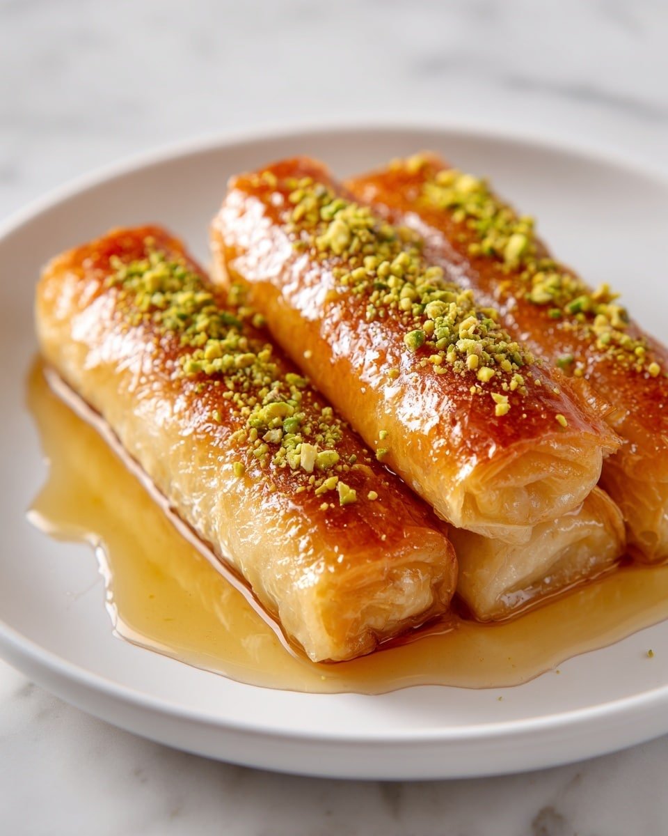 Greek Kataifi (Shredded Phyllo Pastry with Nuts and Syrup) Recipe - Recipe Image — Greek Kataifi, shredded phyllo pastry with nuts and syrup, Greek desserts, how to make kataifi, Greek pastry recipes