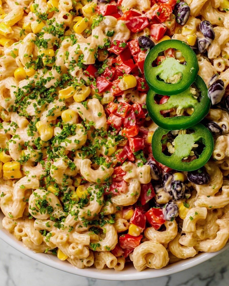 Mexican Macaroni Salad Recipe - Recipe Image — Mexican Macaroni Salad, Mexican Macaroni Salad Recipe, Mexican pasta salad, flavorful macaroni salad, easy Mexican side dish