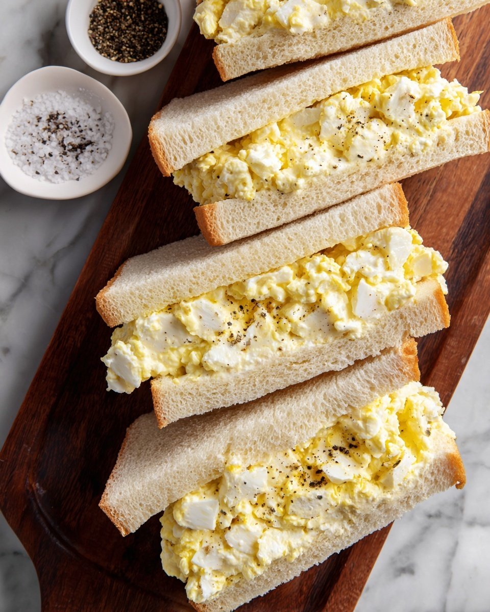 Japanese Egg Sandwich (Tamago Sando) Recipe - Recipe Image — Japanese Egg Sandwich Tamago Sando, Japanese egg salad sandwich, Tamago Sando recipe, Japanese lunch ideas, soft bread egg sandwich