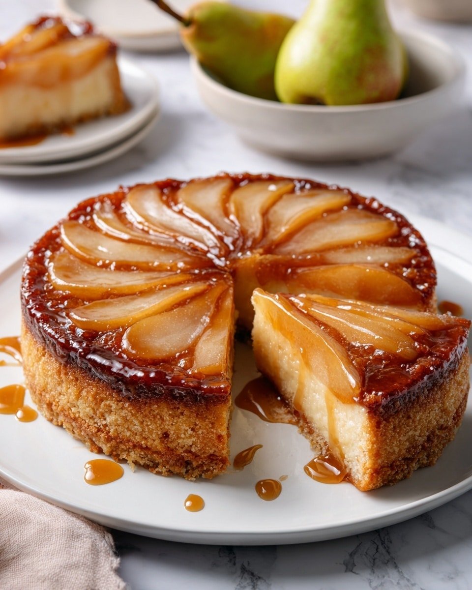 Pear Tarte Tatin Recipe - Recipe Image — Pear Tarte Tatin, pear caramel tart, rustic pear dessert, easy French tart, caramelized pear recipe