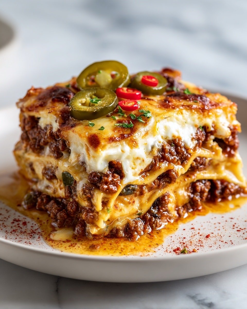 Vegan “Cheeseburger” Lasagna Recipe - Recipe Image — Vegan Cheeseburger Lasagna, vegan lasagna with cheeseburger flavors, plant-based cheeseburger casserole, vegan comfort food recipes, hearty vegan lasagna