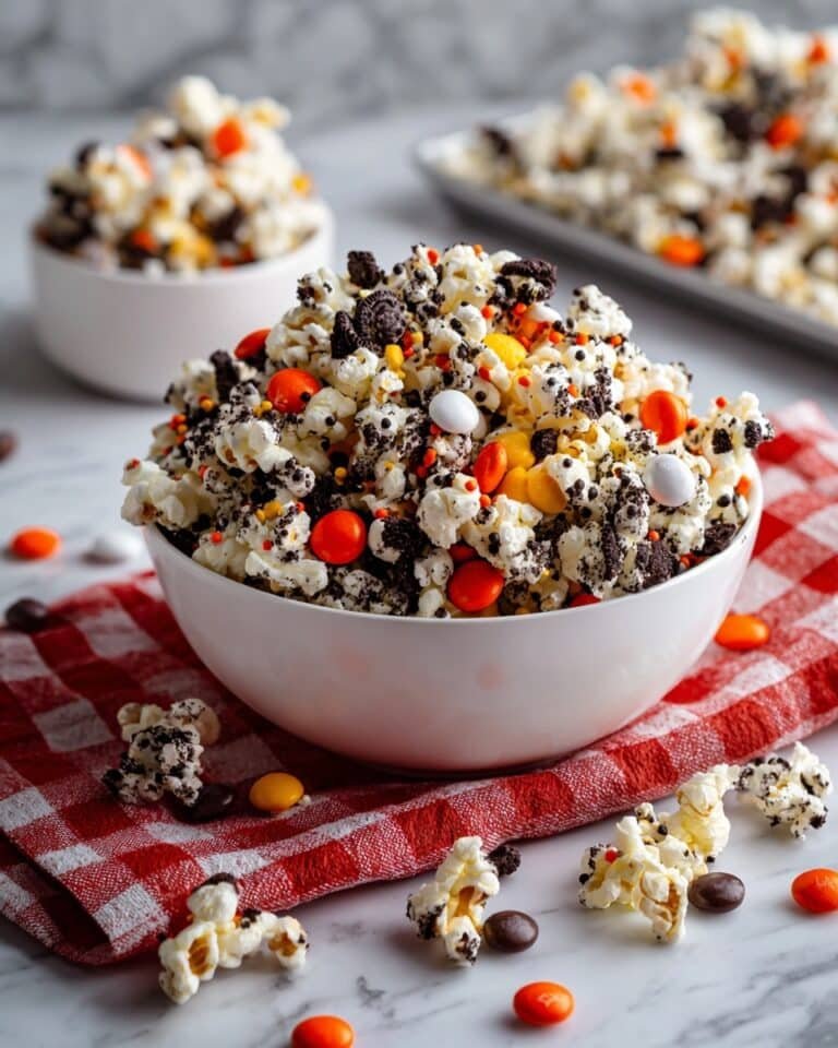Halloween Popcorn with M&Ms, Oreos, and White Chocolate Recipe