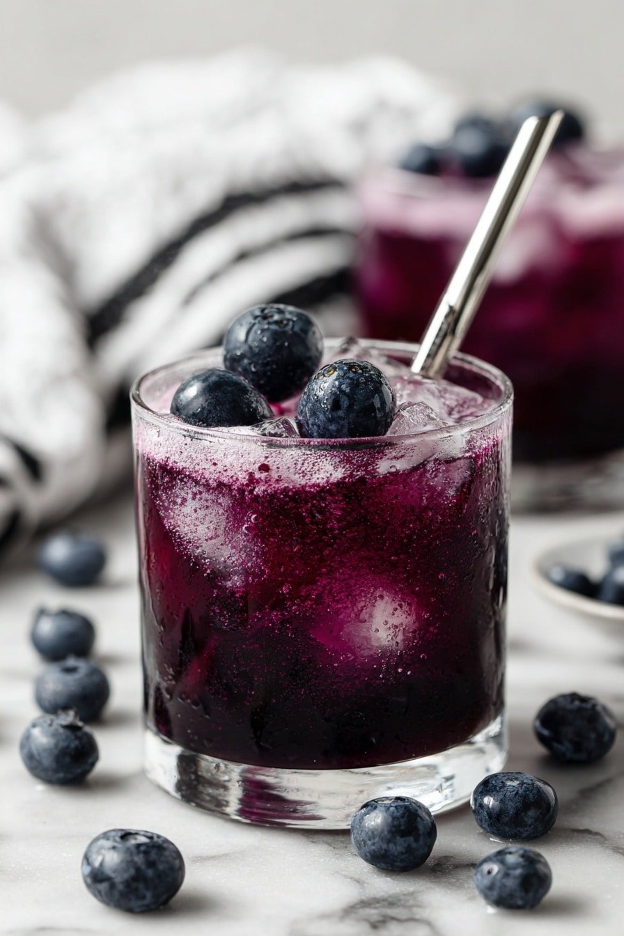 Blueberry Soda Recipe - Article Image 2 — Blueberry Soda, homemade blueberry soda, blueberry sparkling drink, blueberry syrup drink, refreshing blueberry beverage
