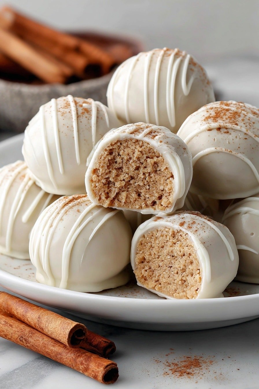 Snickerdoodle Truffles Recipe - Article Image 2 — Snickerdoodle Truffles, cinnamon chocolate truffles, easy dessert treats, festive holiday candies, no-bake cookie truffles