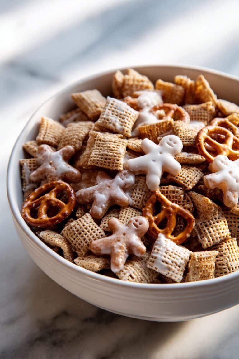Gingerbread Snack Mix with White Chocolate Drizzle Recipe