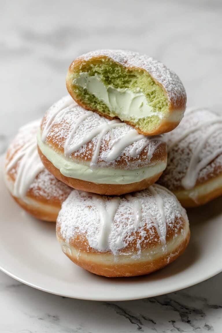 Pistachio Doughnuts with Creamy Filling Recipe