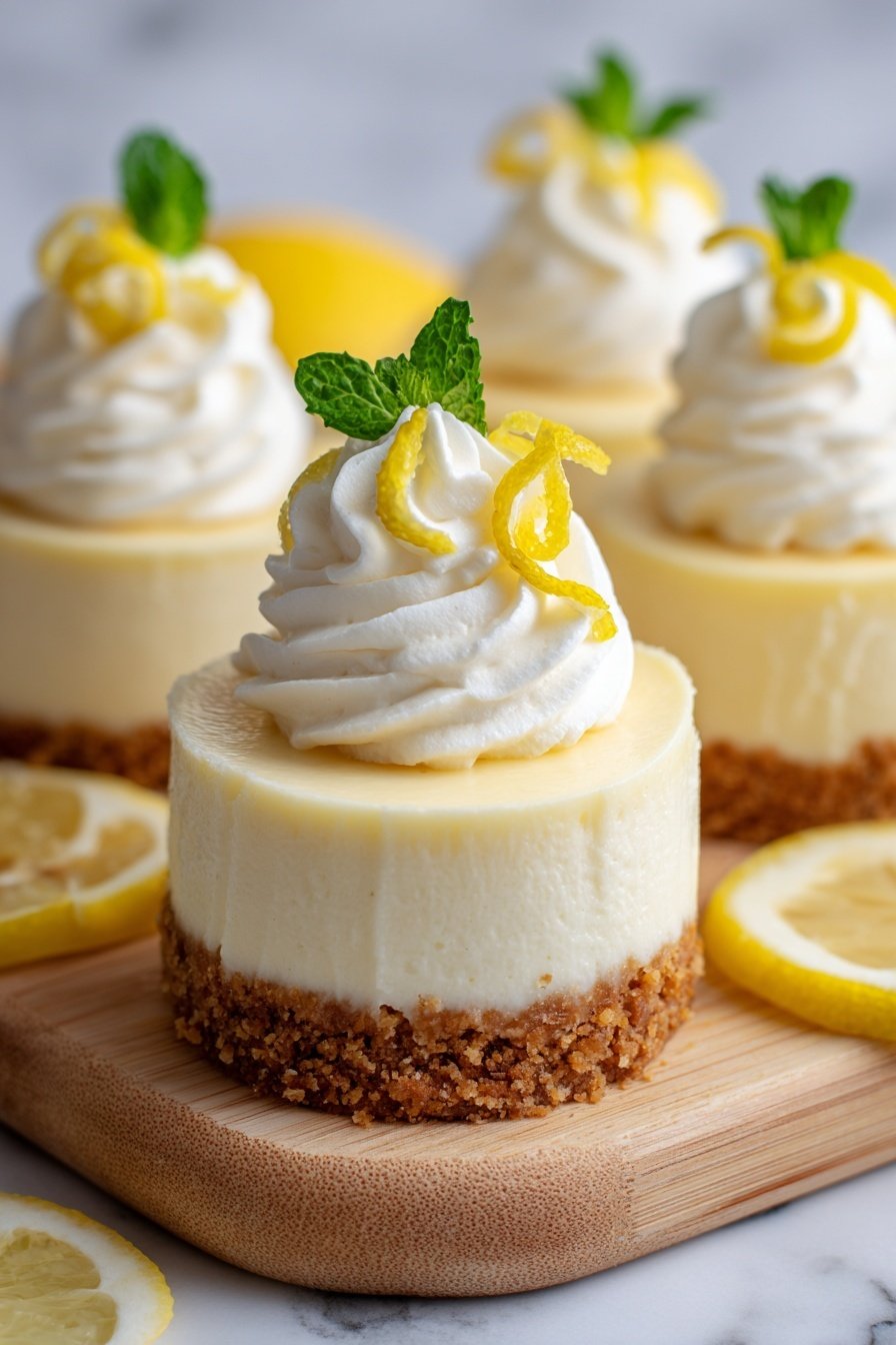 Mini Lemon Cheesecakes Recipe - Article Image 2 — Mini Lemon Cheesecakes, Lemon Cheesecake Dessert, Bite-sized Lemon Cheesecake, Easy Lemon Cheesecake Recipe, No-bake Lemon Cheesecakes