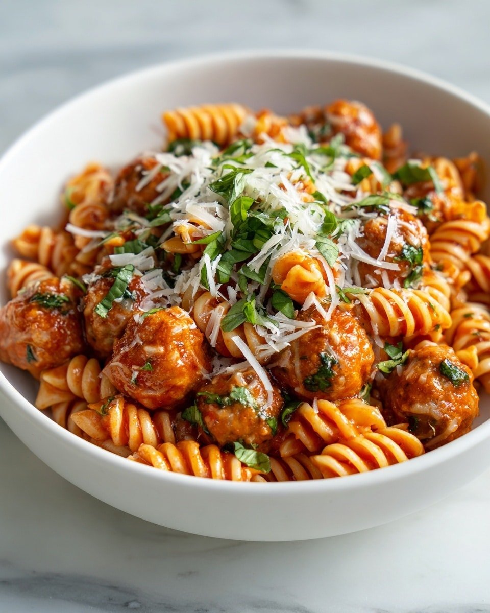 Easy Pasta with Turkey Meatballs Recipe - Recipe Image — Easy Pasta with Turkey Meatballs, healthy turkey meatball pasta, simple Italian pasta recipe, quick weeknight dinner ideas, flavorful tomato pasta