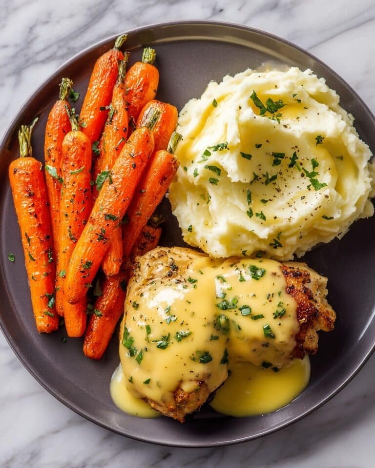 Creamy Herb Chicken with Mashed Potatoes & Glazed Carrots Recipe