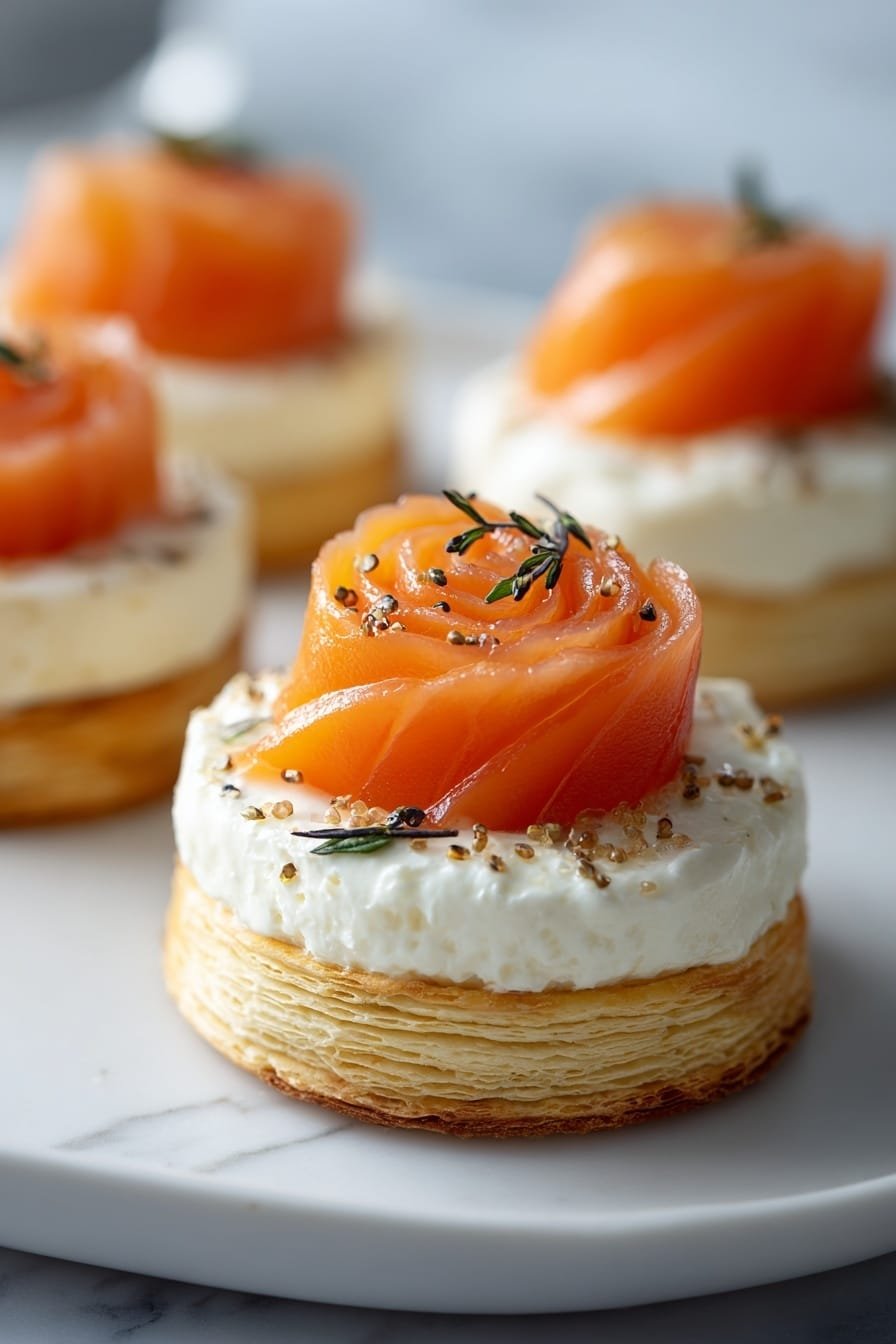 Smoked Salmon Puff Pastry Rolls Recipe - Article Image 2 — Smoked Salmon Puff Pastry Rolls, smoked salmon appetizer, flaky puff pastry with salmon, savory salmon appetizer ideas, easy smoked salmon recipes