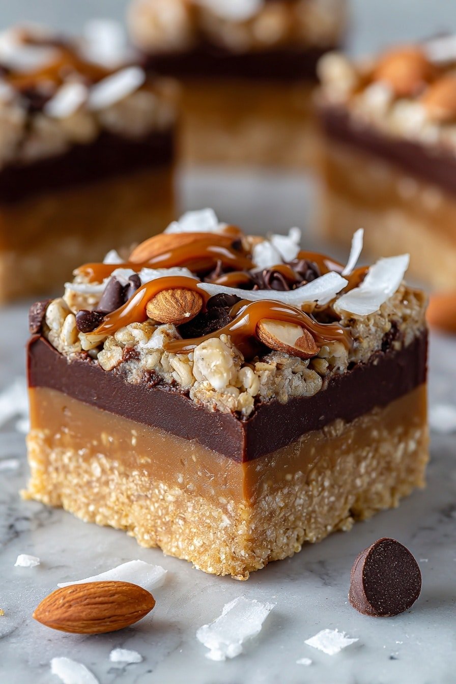 Loaded Caramel Cookie Bars Recipe - Article Image 2 — Loaded Caramel Cookie Bars, caramel cookie bars recipe, easy caramel dessert bars, buttery caramel cookie bars, rich caramel chocolate bars