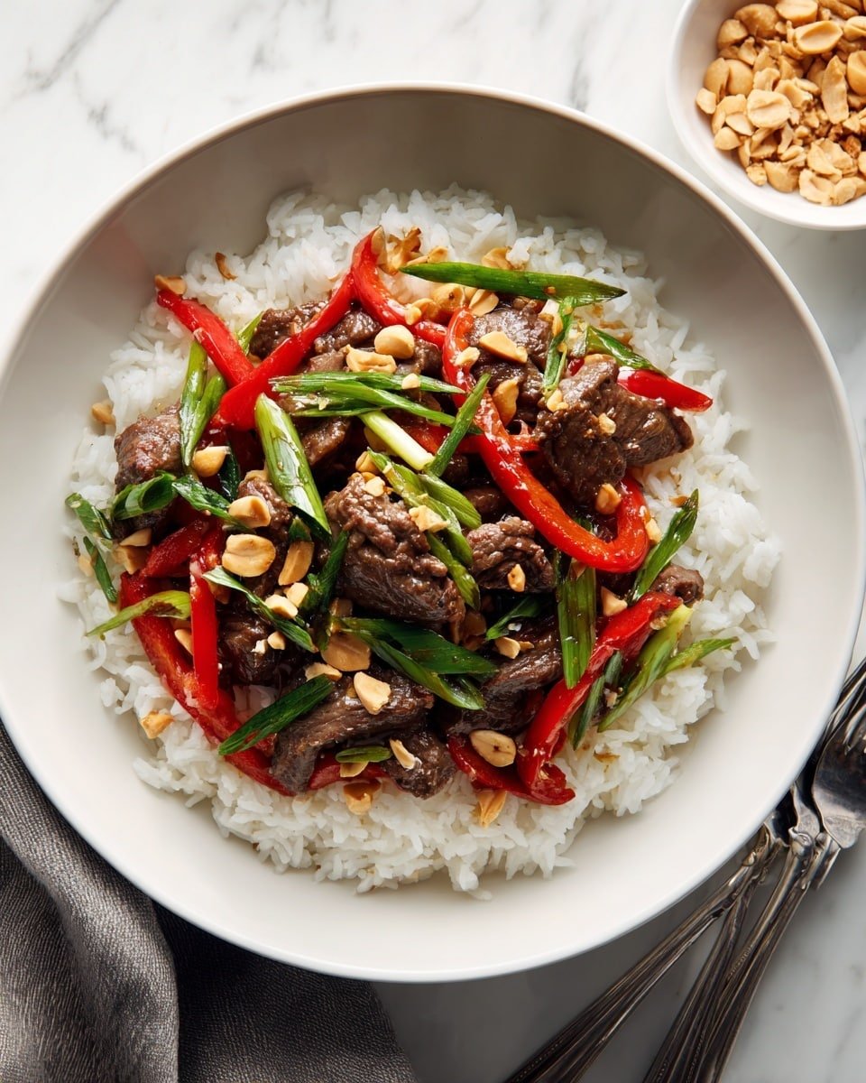 Kung Pao Beef Recipe - Recipe Image — Kung Pao Beef, spicy Chinese stir-fry, quick weeknight dinner, savory beef recipes, Asian-inspired beef dish