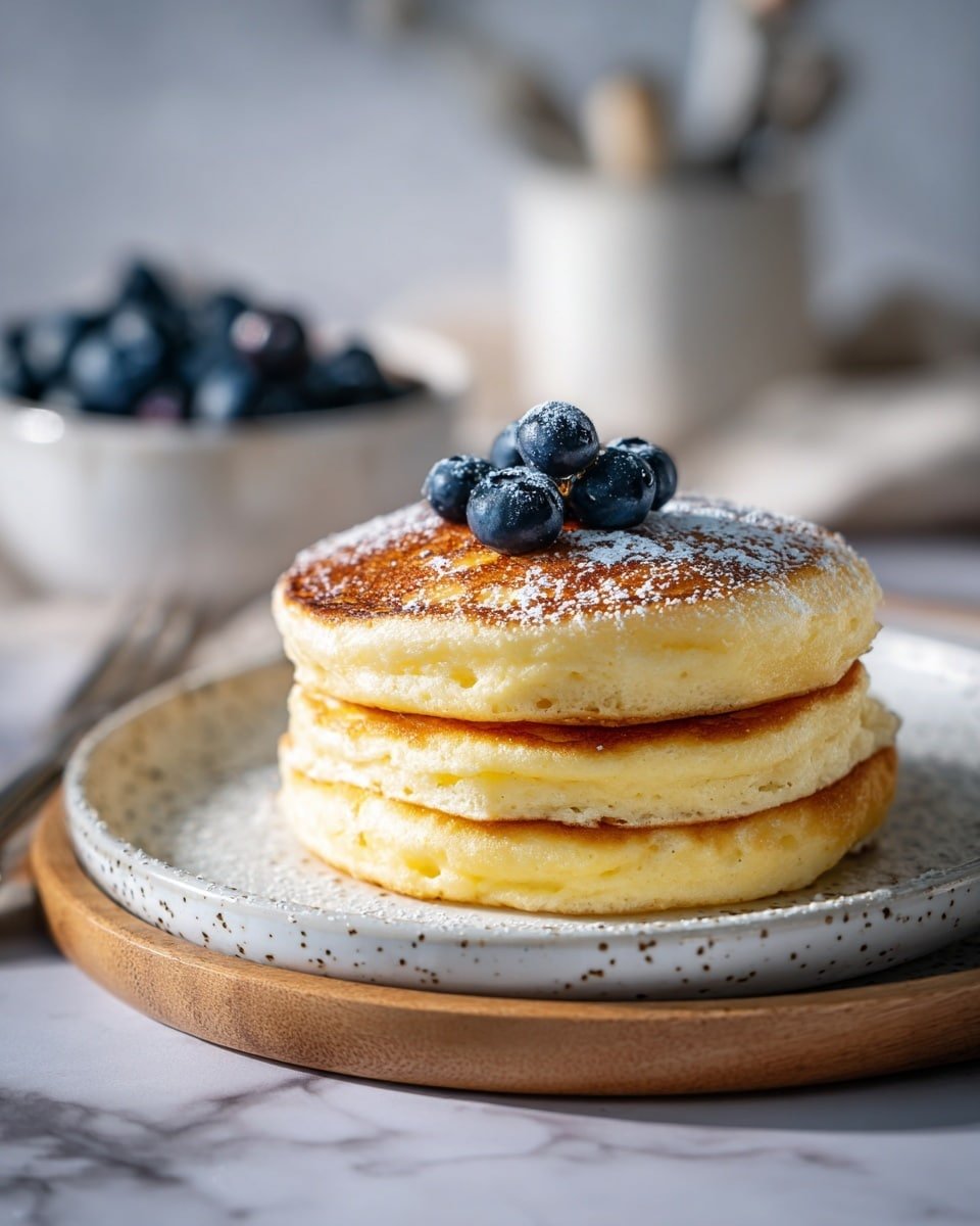 Japanese Soufflé Pancakes Recipe - Recipe Image — Japanese Soufflé Pancakes, fluffy pancake recipe, Japanese pancake tutorial, how to make soufflé pancakes, airy pancake recipe