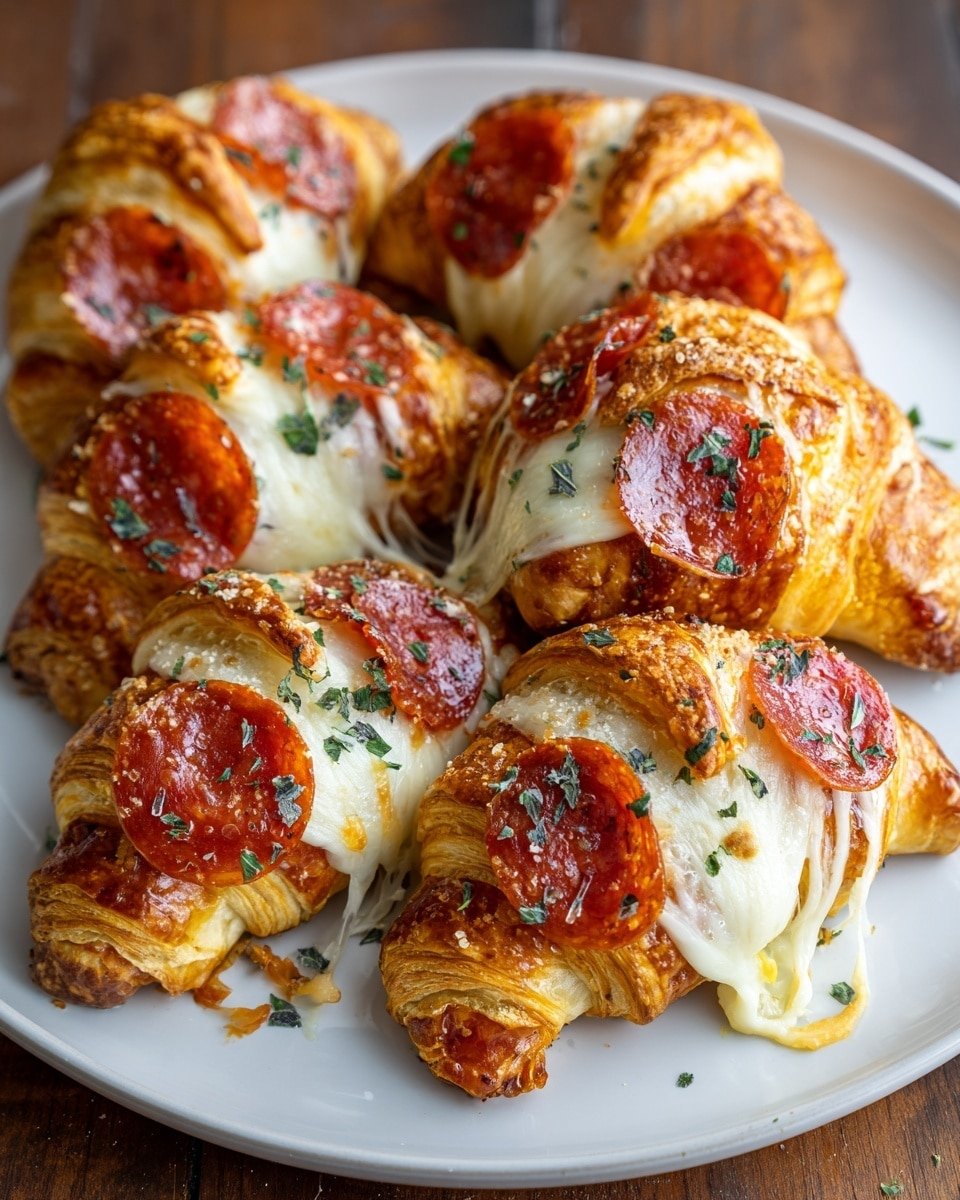 Gooey Mozzarella Pepperoni Croissant Rolls in 30 Minutes Recipe - Recipe Image — Gooey Mozzarella Pepperoni Croissant Rolls, quick cheese and pepperoni croissant snacks, easy 30-minute appetizer ideas, cheesy baked crescent rolls, savory snack recipes