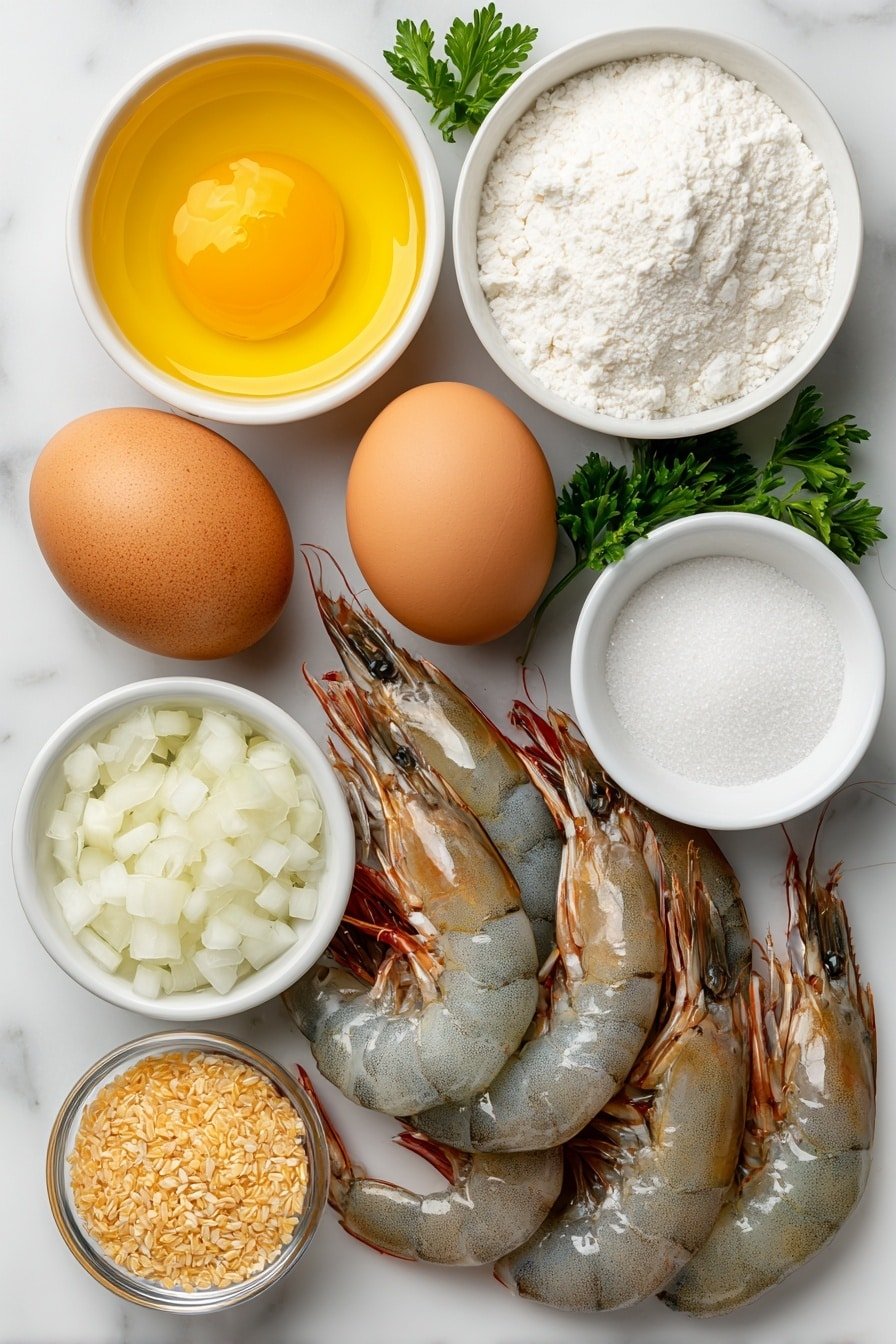 Crispy Ebi Fry with Homemade Tartar Sauce Recipe - Ingredients Image — Crispy Ebi Fry with Homemade Tartar Sauce, Japanese shrimp fry recipe, crispy shrimp appetizer, homemade tartar sauce recipe, how to make Ebi Fry