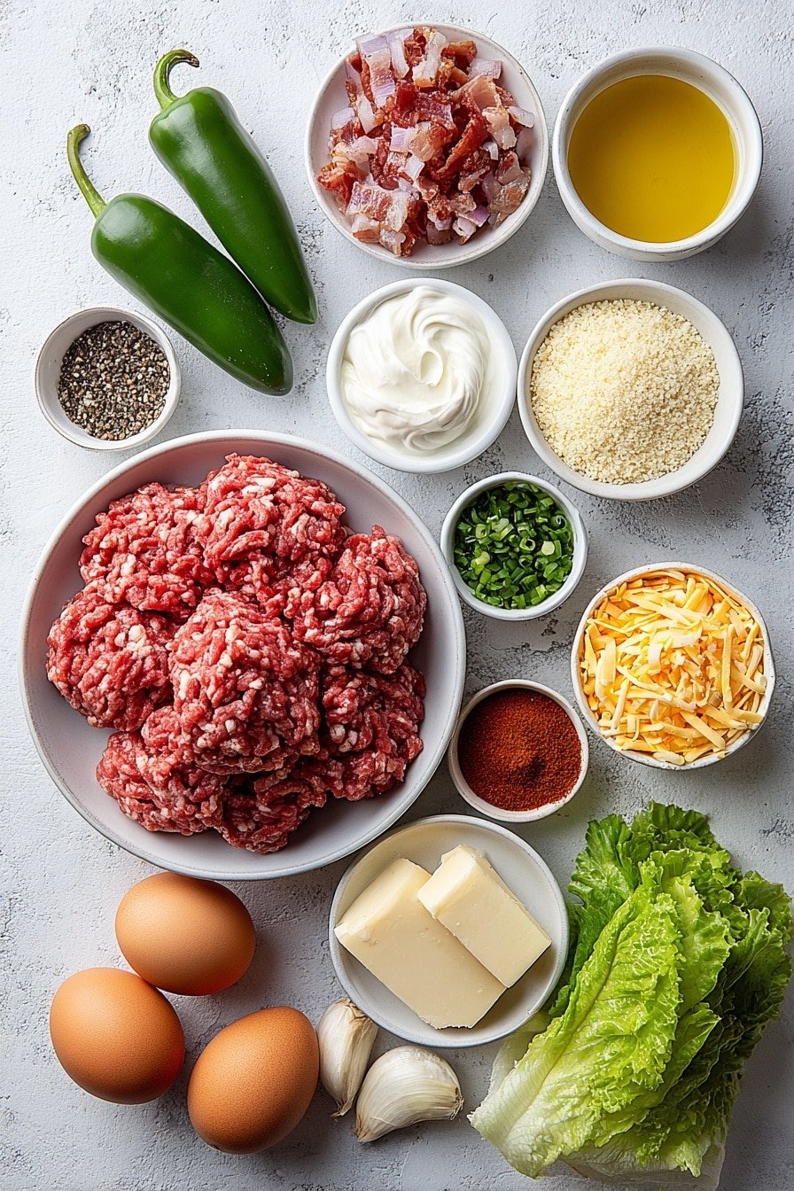 Jalapeño Popper Turkey Burgers Recipe - Ingredients Image — Jalapeño Popper Turkey Burgers, spicy turkey burger recipe, jalapeño stuffed turkey burgers, smoky bacon turkey burgers, cheesy jalapeño turkey patties