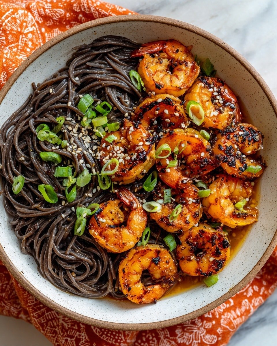 Sesame Garlic Shrimp & Soba Recipe - Recipe Image — Sesame Garlic Shrimp & Soba, garlic shrimp stir-fry, soba noodle recipes, Asian shrimp dishes, quick seafood dinners
