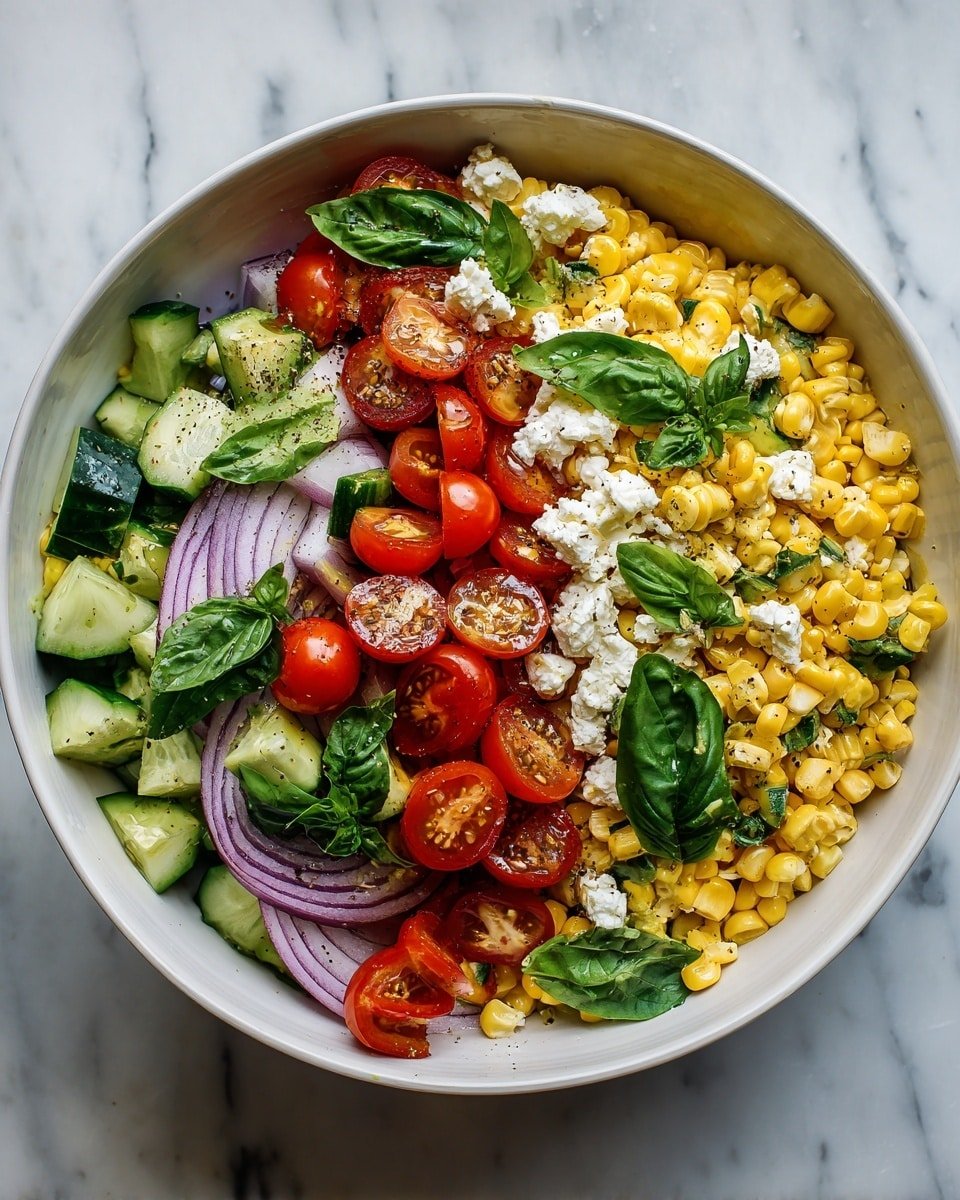 Easy Corn Salad Recipe - Recipe Image — Easy Corn Salad, summer corn salad, grilled corn salad, fresh vegetable salad, quick side dish