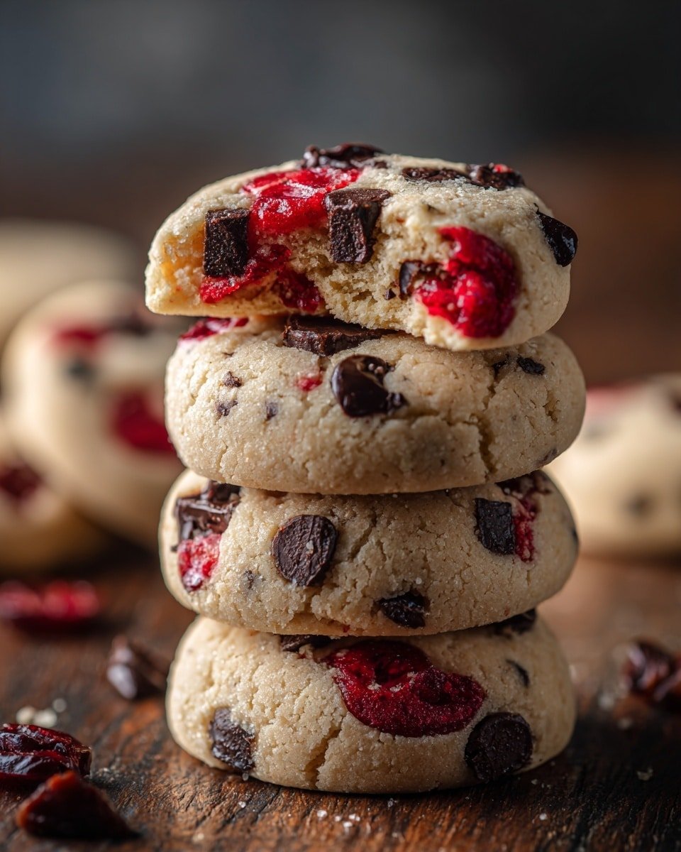 Cherry Chocolate Chip Shortbread Cookies Recipe - Recipe Image — Cherry Chocolate Chip Shortbread Cookies, Cherry Shortbread Cookies, Chocolate Chip Shortbread, Butter Shortbread Cookies with Cherries, Easy Cherry Shortbread Recipe