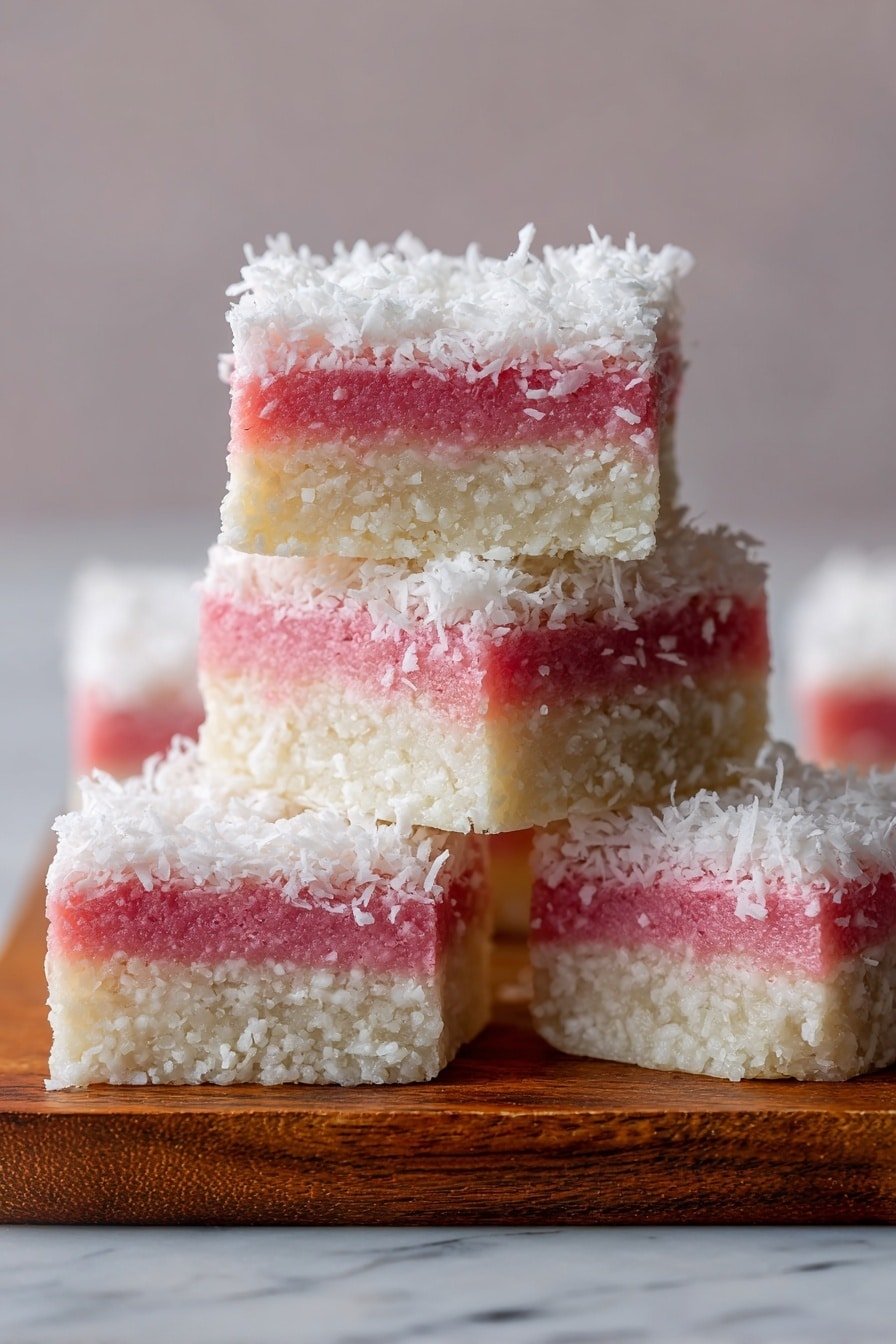 Pink Coconut Snow Bars Recipe - Article Image 1 — Pink Coconut Snow Bars, Pink Coconut Snow Bars recipe, Coconut dessert bars, Soft coconut bar recipe, Festive coconut treat