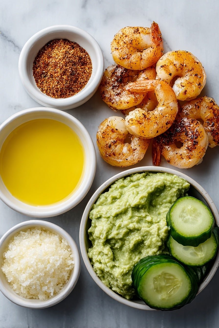 Blackened Shrimp Cucumber Bites Recipe - Ingredients Image — Blackened Shrimp Cucumber Bites, shrimp appetizer recipes, easy party snacks, healthy seafood appetizers, quick finger foods