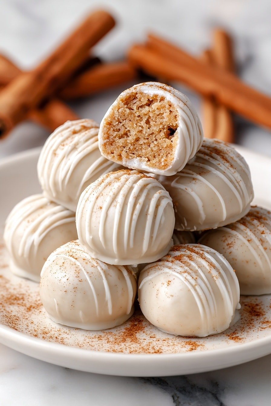 Snickerdoodle Truffles Recipe - Article Image 1 — Snickerdoodle Truffles, cinnamon chocolate truffles, easy dessert treats, festive holiday candies, no-bake cookie truffles