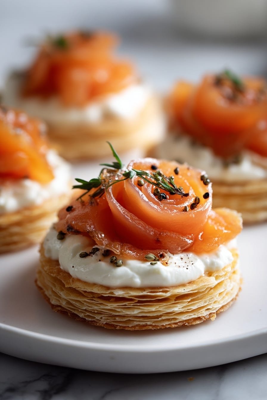 Smoked Salmon Puff Pastry Rolls Recipe - Article Image 1 — Smoked Salmon Puff Pastry Rolls, smoked salmon appetizer, flaky puff pastry with salmon, savory salmon appetizer ideas, easy smoked salmon recipes
