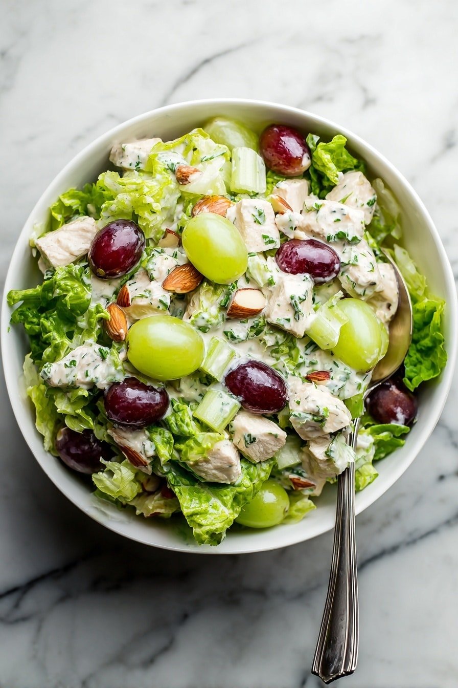Easy Chicken Salad with Grapes and Almonds Recipe - Article Image 1 — Easy Chicken Salad with Grapes and Almonds, chicken salad with grapes and almonds, simple chicken salad recipe, healthy chicken salad ideas, quick chicken salad lunch