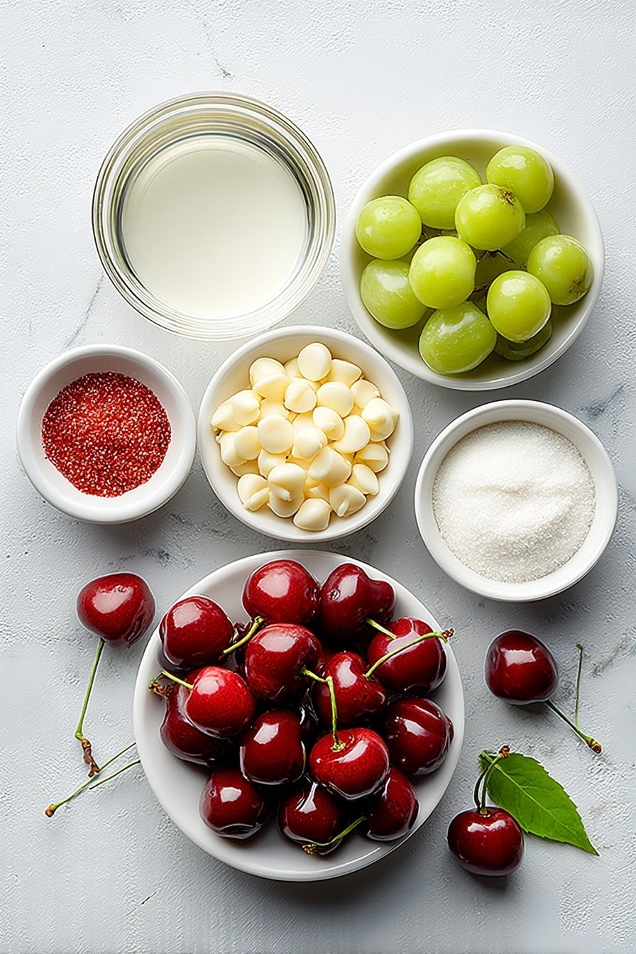 Festive Alcohol-Infused Cherries Recipe - Ingredients Image — Festive Alcohol-Infused Cherries, holiday boozy cherries, chocolate-covered cherries, Christmas drink garnishes, easy festive treats