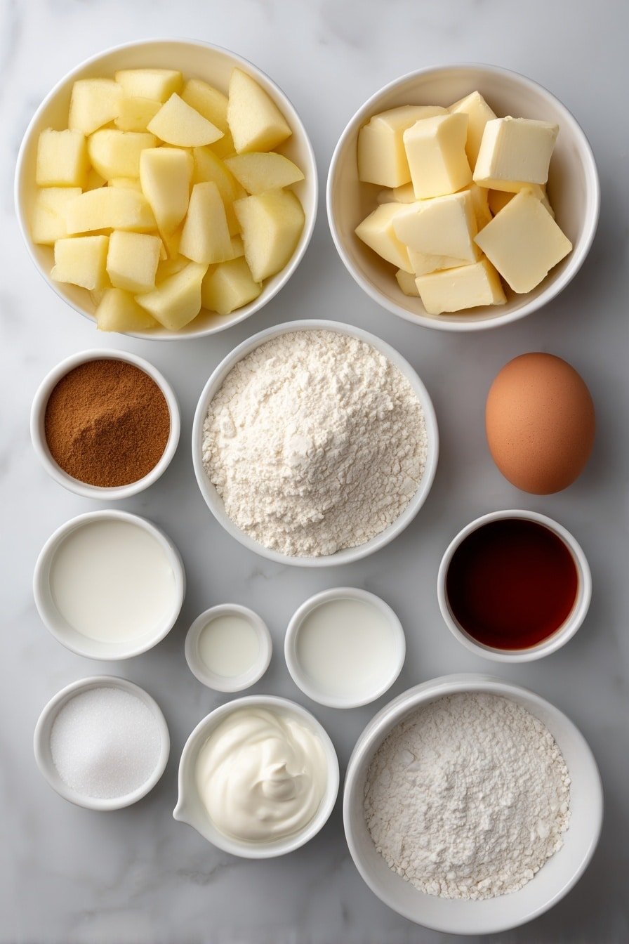 Apple Fritter Bread Recipe - Ingredients Image — Apple Fritter Bread, easy apple bread recipe, homemade apple bread, cinnamon apple quick bread, apple bread for breakfast